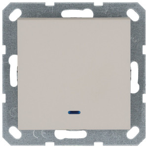 Выключатель одноклавишный со светодиодом 10A 250V с накладкой, цвет Тауп Jasmart G3011NT
