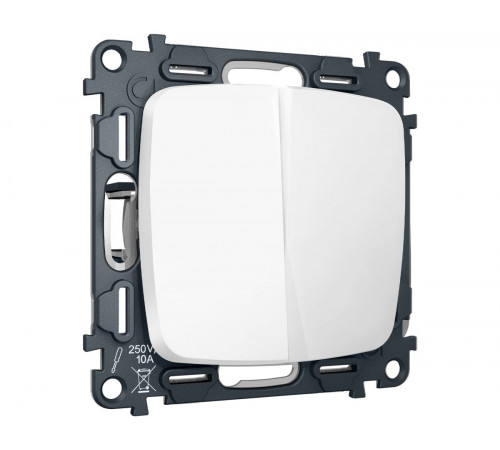 Комплект механизма 2-клавишного перекрестного выключателя Ambrella Volt 10A-250V OMEGA MO123030 Белый матовый QUANT (OP1230, VM125)