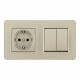 Выключатель двухклавишный с розеткой Arte Milano SET16-2-40-1-30-2 shampan