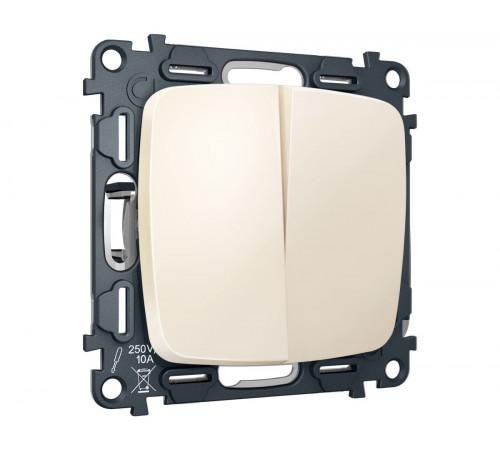 Комплект механизма 2-клавишного перекрестного выключателя Ambrella Volt 10A-250V OMEGA MO323030 Бежевый матовый QUANT (OP3230, VM125)