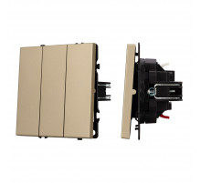 Механизм выключателя трехклавишный непроходной Arlight SWT-NOBE-MK03-SFPL-GD (230V, 10A) (Золотой песок) 061798