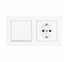 Выключатель одноклавишный с розеткой Arte Milano SET06-2-30-1-40-1 White