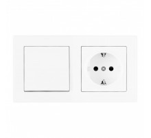 Выключатель одноклавишный с розеткой Arte Milano SET06-2-30-1-40-1 White