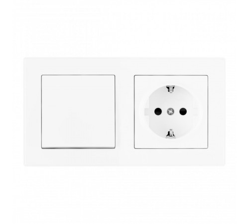 Выключатель одноклавишный с розеткой Arte Milano SET06-2-30-1-40-1 White