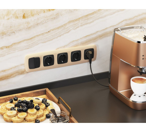 Комплект механизма 2-клавишного перекрестного выключателя Ambrella Volt 10A-250V OMEGA MO803030 Черный матовый QUANT (OP8030, VM125)