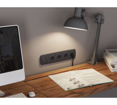 Комплект механизма 2-клавишного перекрестного выключателя Ambrella Volt 10A-250V OMEGA MO903030 Графит soft touch QUANT (OP9030, VM125)