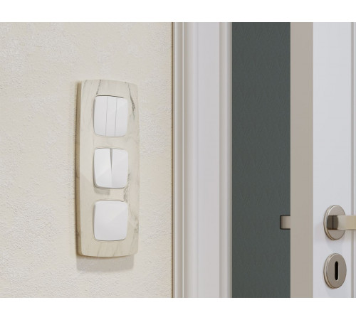 Комплект механизма 2-клавишного перекрестного выключателя Ambrella Volt 10A-250V OMEGA MO103030 Белый глянец QUANT (OP1030, VM125)