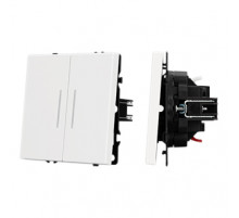 Механизм звонкового выключателя двухклавишный Arlight LED SWT-NOBE-MKR2-SFPL-L-WH (230V, 10A) (Белый кварц) 061745(1)