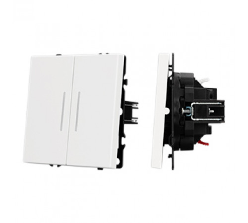 Механизм звонкового выключателя двухклавишный Arlight LED SWT-NOBE-MKR2-SFPL-L-WH (230V, 10A) (Белый кварц) 061745(1)