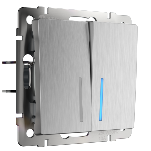 Выключатель двухклавишный с подсветкой Werkel (cеребряный рифленый) W1120109 4690389157615 a050900