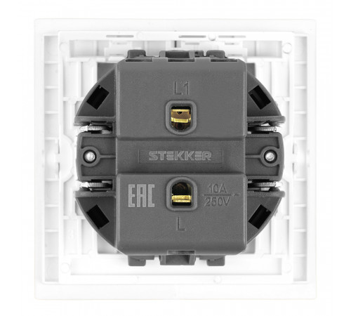 Выключатель 1-клавишный самовозвратный (механизм) Stekker Мия 250В 10А RSW10-3112-01 белая магнолия 50572