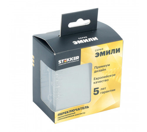 Переключатель 1-клавишный (механизм) СЗК Stekker Эмили 250В 10A RSW10-5105-10ZK платиново-серый soft touch 50240
