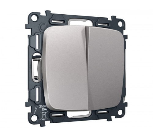 Комплект механизма 2-клавишного перекрестного выключателя Ambrella Volt 10A-250V OMEGA MO503030 Сталь матовый QUANT (OP5030, VM125)