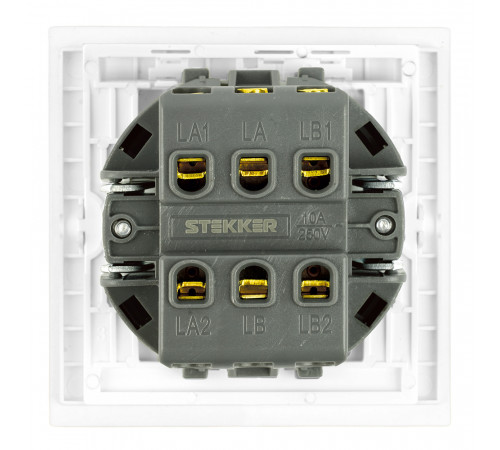 Переключатель перекрестный 1-клавишный (механизм) Stekker Мия 250В 10А RSW10-3110-01 белая магнолия 50569