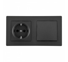 Выключатель одноклавишный с розеткой Arte Milano SET06-2-30-1-40-1 black