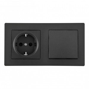 Выключатель одноклавишный с розеткой Arte Milano SET06-2-30-1-40-1 black