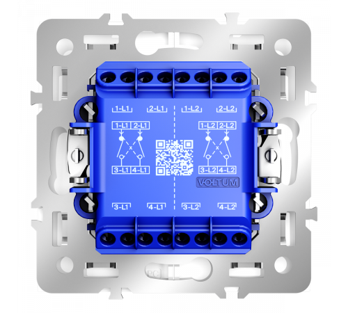 Перекрестный переключатель встраиваемый Voltum S70 двухклавишный 10А, (белый глянцевый) VLS020501