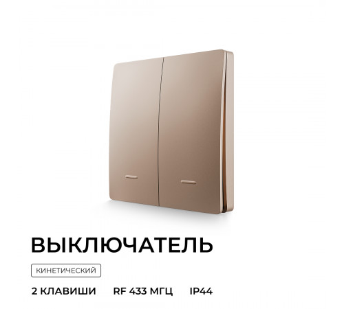 Выключатель кинетический 2кл., IP44, 2,4 ГГц, Smart, беж. Apeyron 04-76