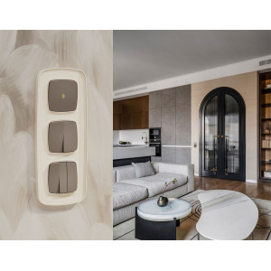 Комплект механизма 2-клавишного перекрестного выключателя Ambrella Volt 10A-250V OMEGA MO633030 Темная бронза матовый QUANT (OP6330, VM125)