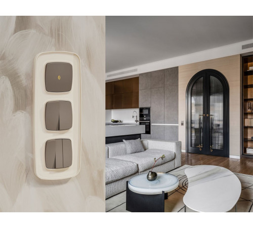 Комплект механизма 2-клавишного перекрестного выключателя Ambrella Volt 10A-250V OMEGA MO633030 Темная бронза матовый QUANT (OP6330, VM125)