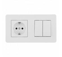 Выключатель двухклавишный с розеткой Arte Milano SET16-2-40-1-30-2 white