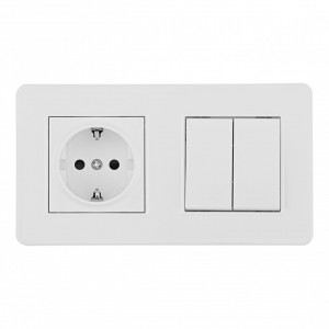 Выключатель двухклавишный с розеткой Arte Milano SET16-2-40-1-30-2 white