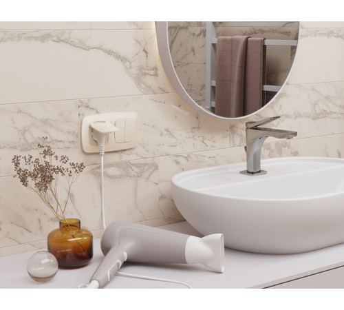 Комплект механизма 2-клавишного перекрестного выключателя Ambrella Volt 10A-250V OMEGA MO303030 Бежевый глянец QUANT (OP3030, VM125)