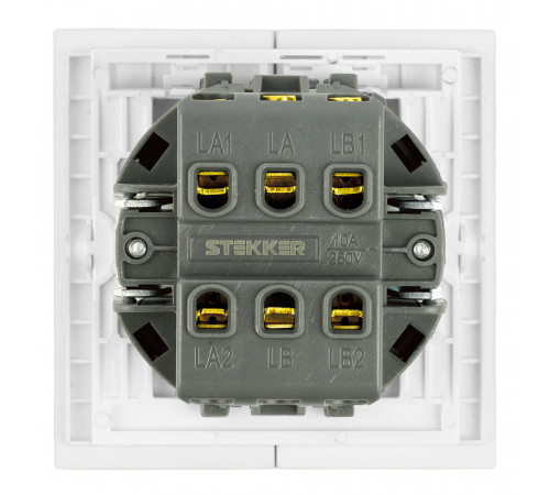 Переключатель 2-клавишный (механизм) Stekker Мия 250В 10А RSW10-3107-01 белая магнолия 50434