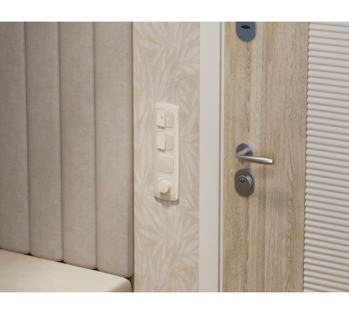 Комплект механизма 2-клавишного перекрестного выключателя Ambrella Volt 10A-250V OMEGA MO303030 Бежевый глянец QUANT (OP3030, VM125)