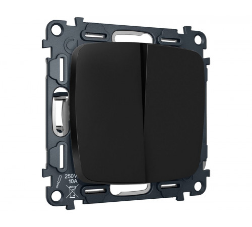 Комплект механизма 2-клавишного перекрестного выключателя Ambrella Volt 10A-250V OMEGA MO803030 Черный матовый QUANT (OP8030, VM125)