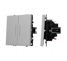 Механизм звонкового выключателя двухклавишный Arlight LED SWT-NOBE-MKR2-SFPL-L-IS (230V, 10A) (Никель) 061788(1)