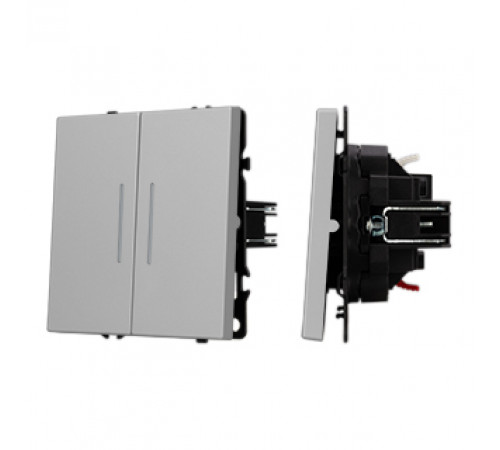 Механизм звонкового выключателя двухклавишный Arlight LED SWT-NOBE-MKR2-SFPL-L-IS (230V, 10A) (Никель) 061788(1)