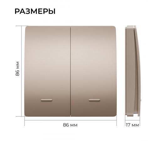 Выключатель кинетический 2кл., IP44, 2,4 ГГц, Smart, беж. Apeyron 04-76