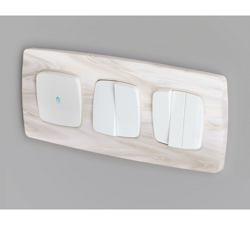 Комплект механизма 2-клавишного перекрестного выключателя Ambrella Volt 10A-250V OMEGA MO123030 Белый матовый QUANT (OP1230, VM125)