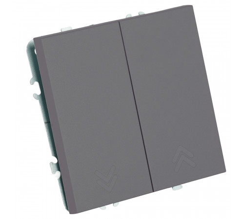 Переключатель 2-клавишный (механизм) СЗК Stekker Эмили 250В 10А RSW10-5107-10ZK платиново-серый soft touch 50241