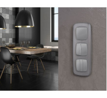 Комплект механизма 2-клавишного перекрестного выключателя Ambrella Volt 10A-250V OMEGA MO503030 Сталь матовый QUANT (OP5030, VM125)