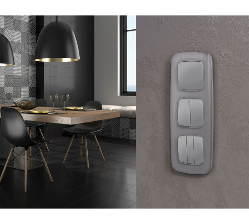 Комплект механизма 2-клавишного перекрестного выключателя Ambrella Volt 10A-250V OMEGA MO503030 Сталь матовый QUANT (OP5030, VM125)