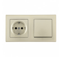 Выключатель одноклавишный с розеткой Arte Milano SET06-2-30-1-40-1 shampan