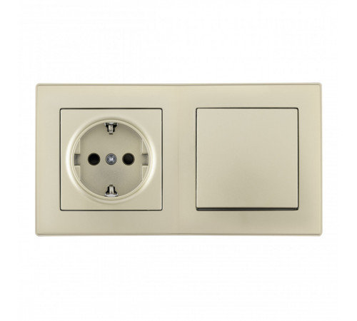 Выключатель одноклавишный с розеткой Arte Milano SET06-2-30-1-40-1 shampan