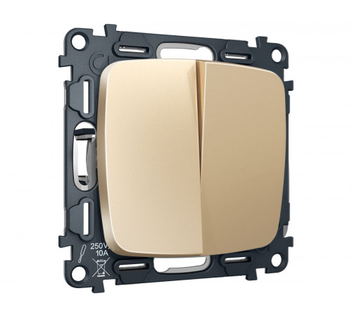 Комплект механизма 2-клавишного перекрестного выключателя Ambrella Volt 10A-250V OMEGA MO603030 Шампань QUANT (OP6030, VM125)