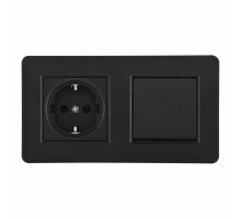 Выключатель одноклавишный с розеткой Arte Milano SET16-2-40-1-30-1 black