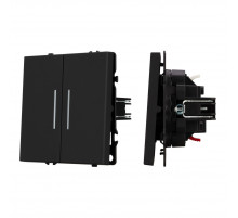 Выключатель проходной 2 кл подсветка софт-тач черный оникс Arlight SWT-MKP2-SFPL-L-BK (250V, 10A) 054267(1)