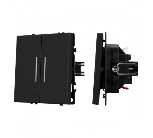 Выключатель проходной 2 кл подсветка софт-тач черный оникс Arlight SWT-MKP2-SFPL-L-BK (250V, 10A) 054267(1)