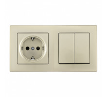 Выключатель двухклавишный с розеткой Arte Milano SET06-2-30-2-40-1 shampan