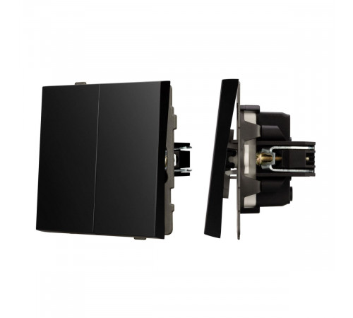 Механизм выключателя двухклавишный непроходной Arlight SWT-TENDO-MK02-PL-BK (230V, 10A) 054059 Механизм выключателя двухклавишный непроходной Arlight SWT-TENDO-MK02-PL-BK (230V, 10A) 054059