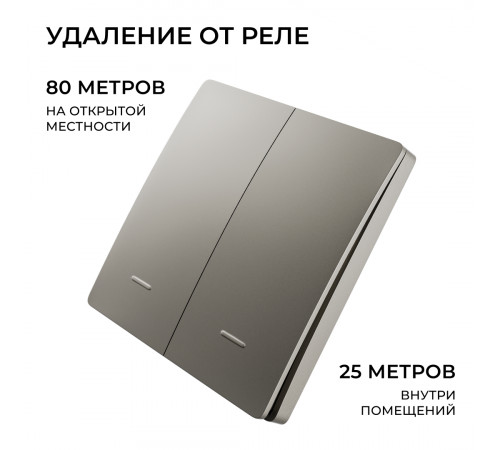 Выключатель кинетический 2кл., IP44, 2,4 ГГц, Smart, сер. Apeyron 04-79