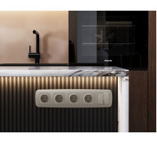 Комплект механизма 2-клавишного перекрестного выключателя Ambrella Volt 10A-250V OMEGA MO363030 Серо-бежевый матовый QUANT (OP3630, VM125)