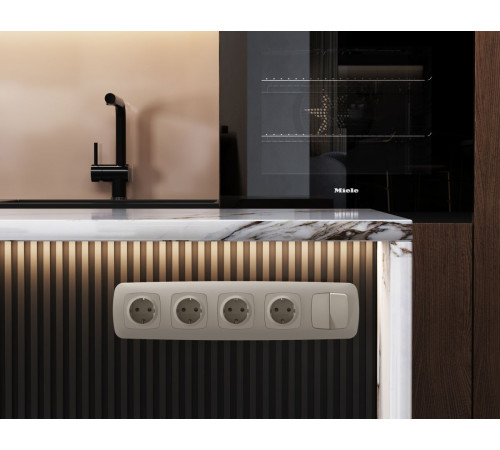 Комплект механизма 2-клавишного перекрестного выключателя Ambrella Volt 10A-250V OMEGA MO363030 Серо-бежевый матовый QUANT (OP3630, VM125)