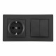 Выключатель двухклавишный с розеткой Arte Milano SET06-2-30-2-40-1 black