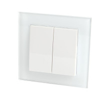 Выключатель двухклавишный Stekker Катрин белый GLS10-7004-01 39165